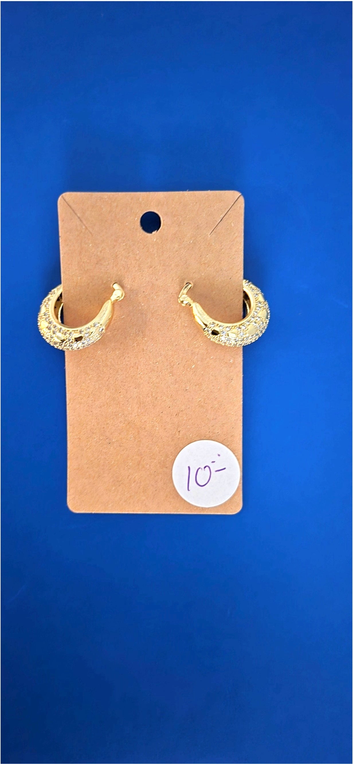 Earings Loops Moon/Stars Rhainstone Gold