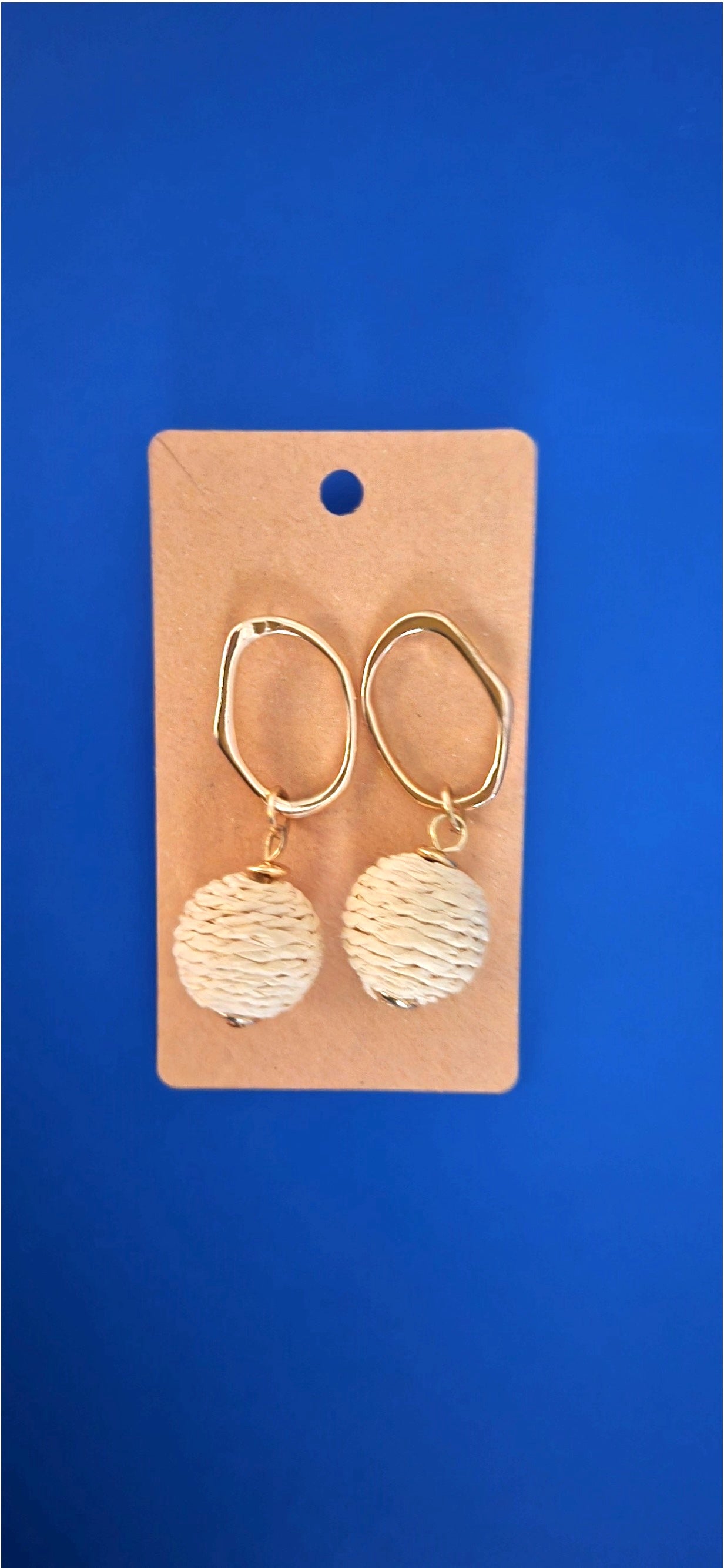 Earings Chandelier Spheres Natural Material Gold
